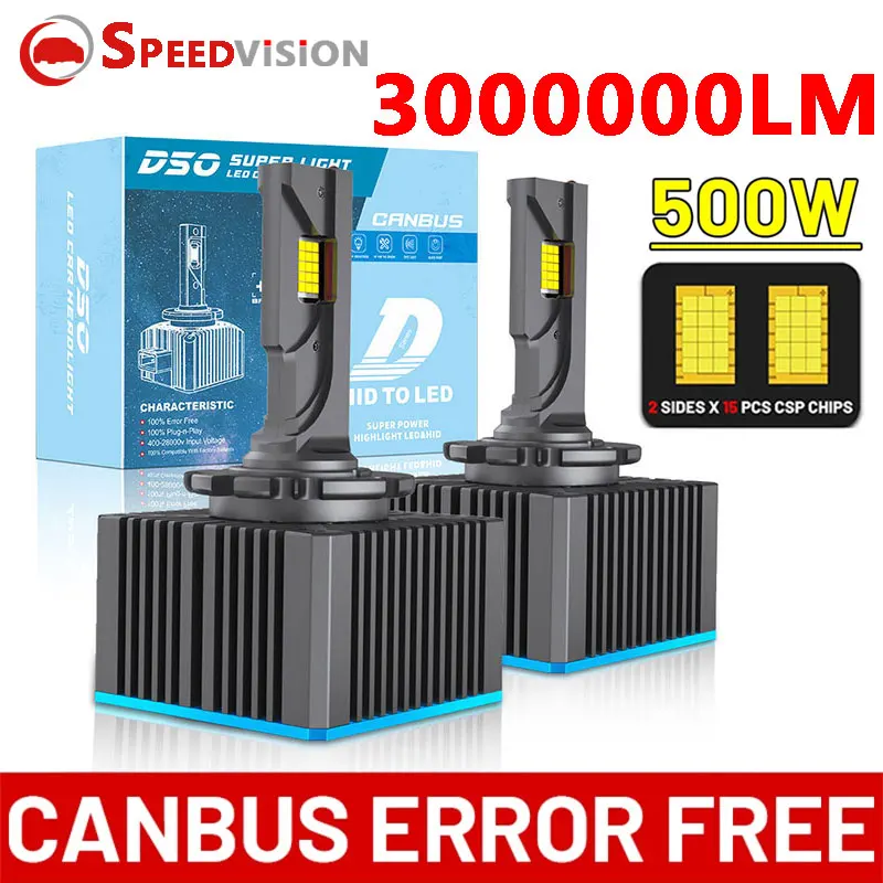 D3S светодиодный фары HID Canbus D1S D2S D4S D8S D1R D2R D3R Turbo 6000 лм двухсторонние чипы CSP K Plug &amp Play