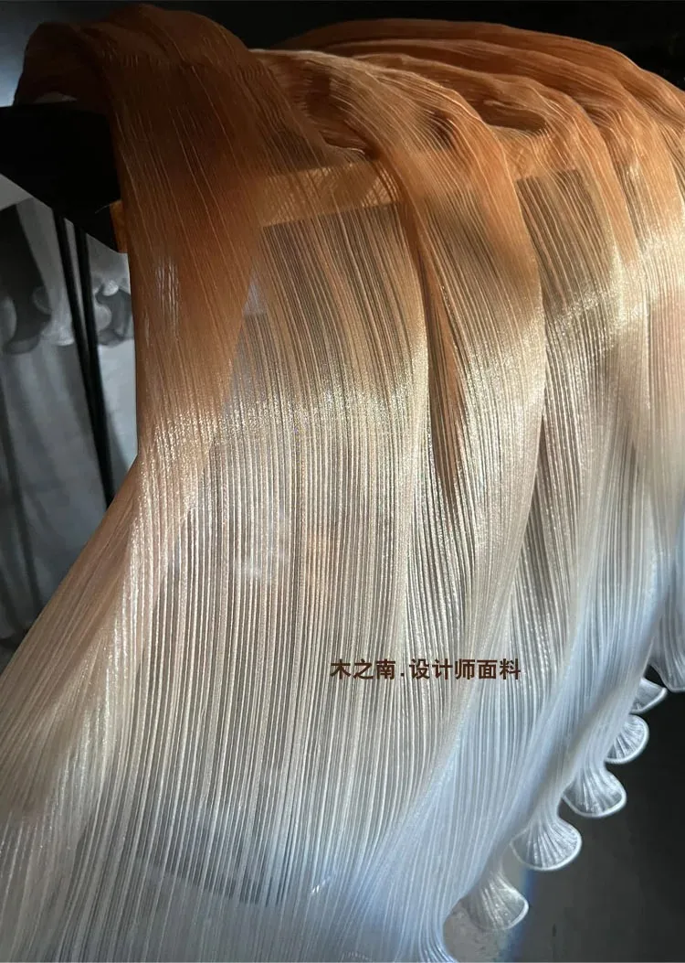 Градиентная золотистая кофейная цветная дробленая большая волнистая ткань из