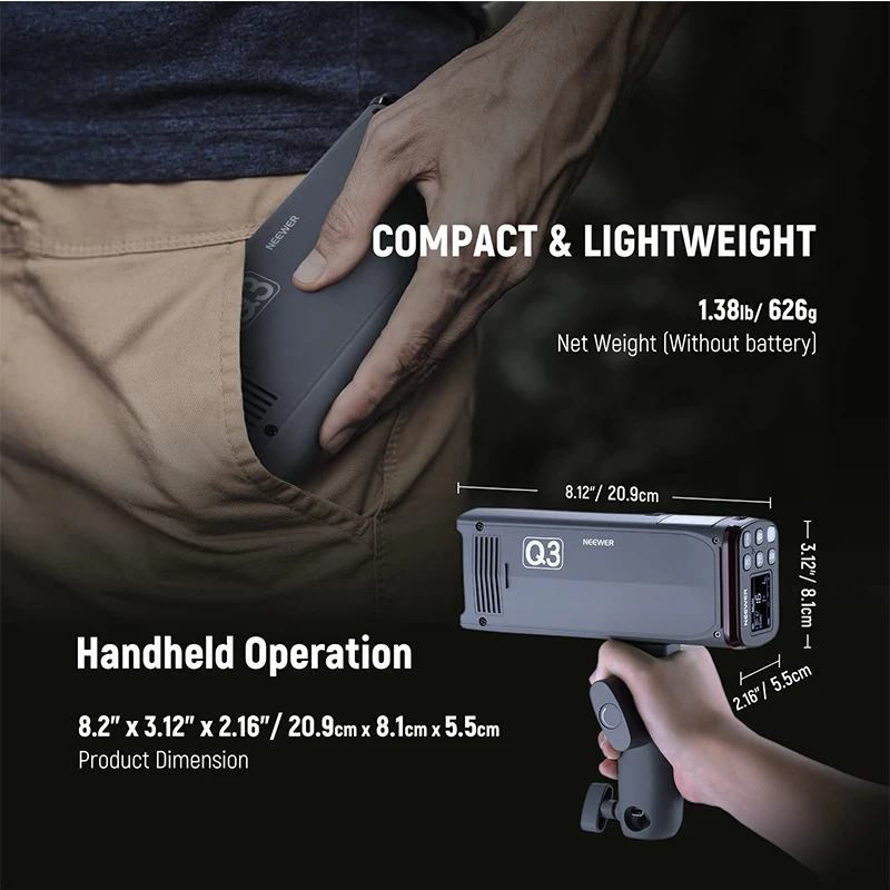 NEEWER Q3 200 Вт Flash 2 4G TTL 1/8000 HSS уличная вспышка с литиевой батареей высокоскоростной