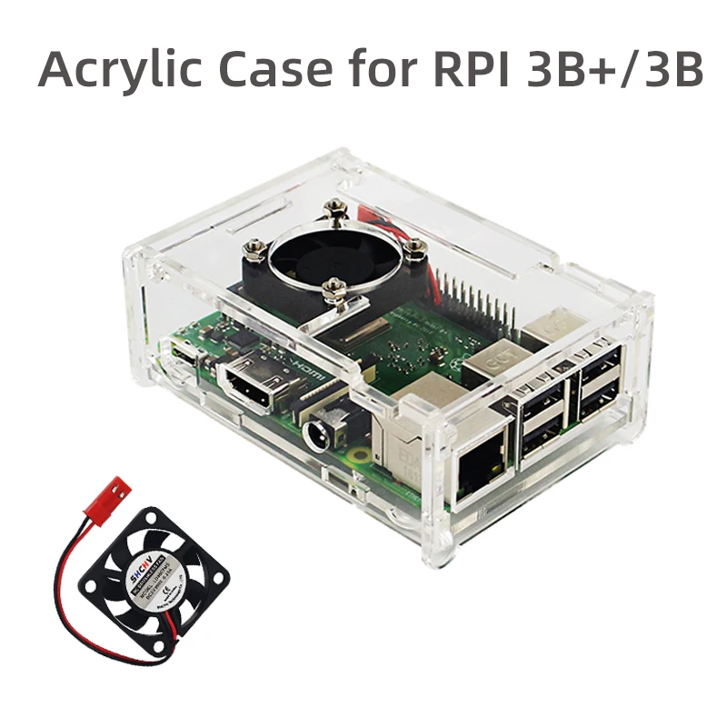 Acrylic Case for Raspberry Pi 3 Model B+ 3B Transparent Box Cover Shell Optional Cooling Fan for Raspberry Pi 3B+