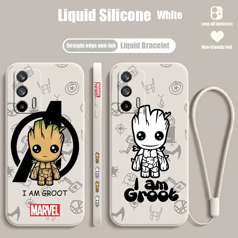 

Marvel Groot For OPPO Realme Q5i Q3S GT NEO 3T 2 Master XT X7 X2 V23 C30 C21Y C11 Liquid Left Rope Phone Case