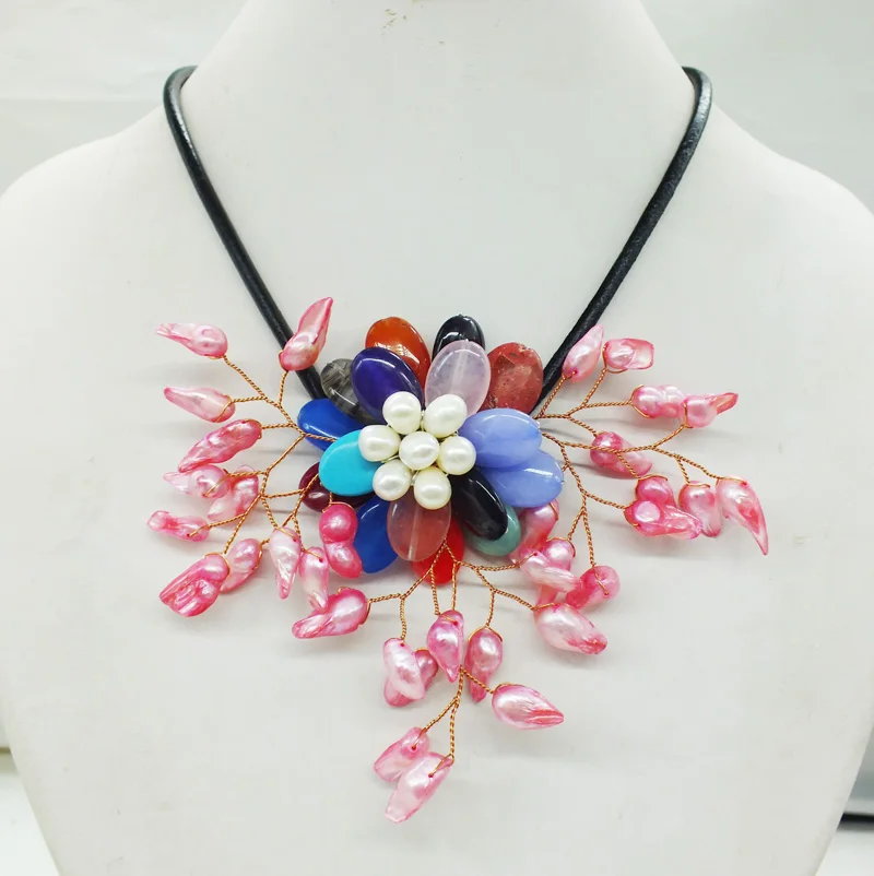 2021-Точность! !! льготная цена! ! Ожерелье с красивым цветком из полудрагоценных