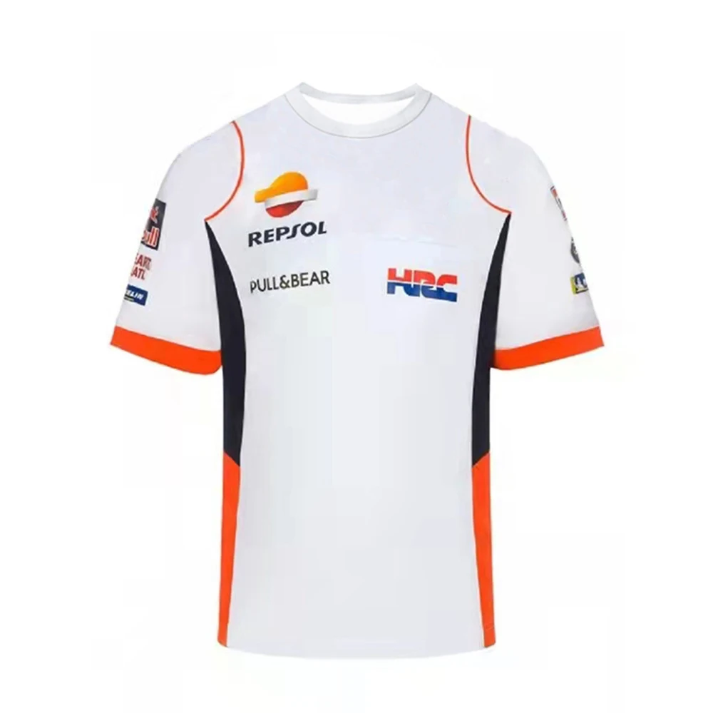 

Футболка Moto для Honda HRC Repsol Racing Team, быстросохнущая дышащая рубашка для езды на мотоцикле, белого/синего цвета, не выцветает