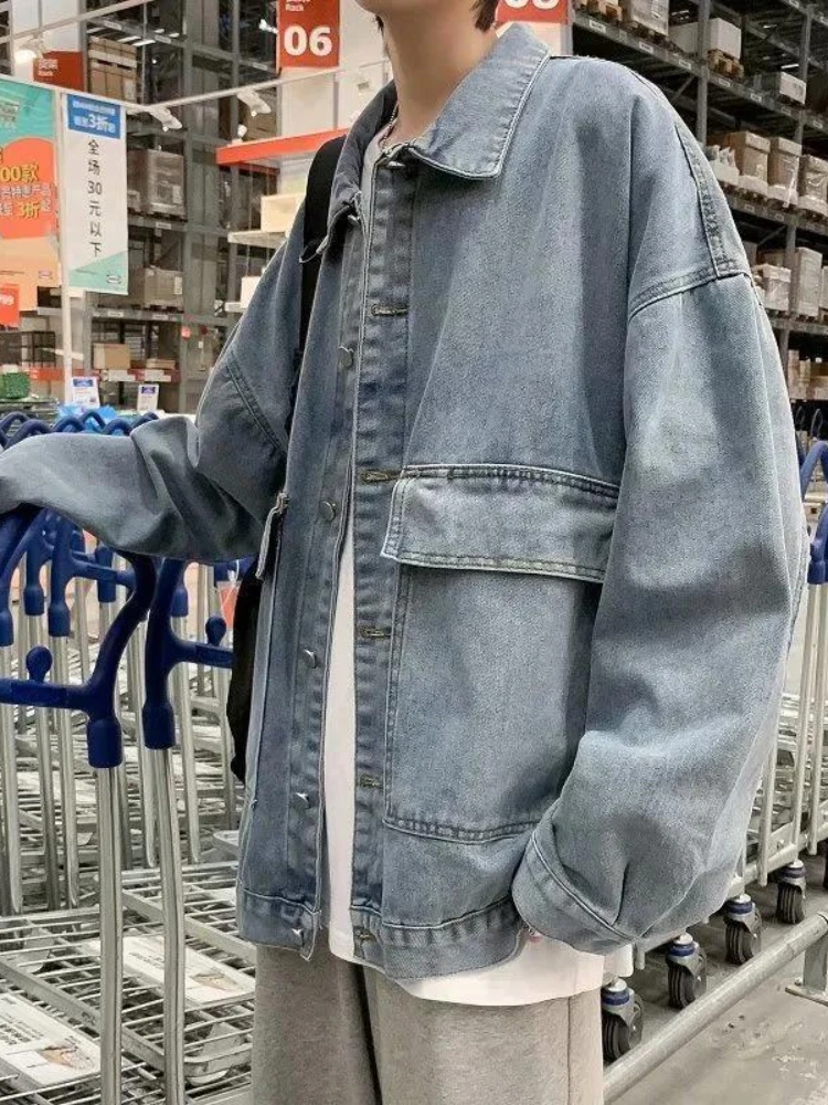 

2022SS Denim Jacket + Gray All-match Casual Pants Men's Suits Korean Trend Ruffian Handsome Couple Men Women Trend Punk Jacket