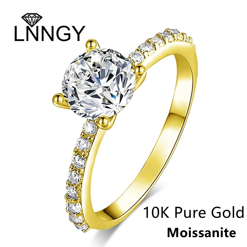 

Lnngy 10K Solid Yellow Gold Engagement Ring D Color 1.25CT Moissanite Solitare Rings For Women AU417 Wedding Jewelry Accessories