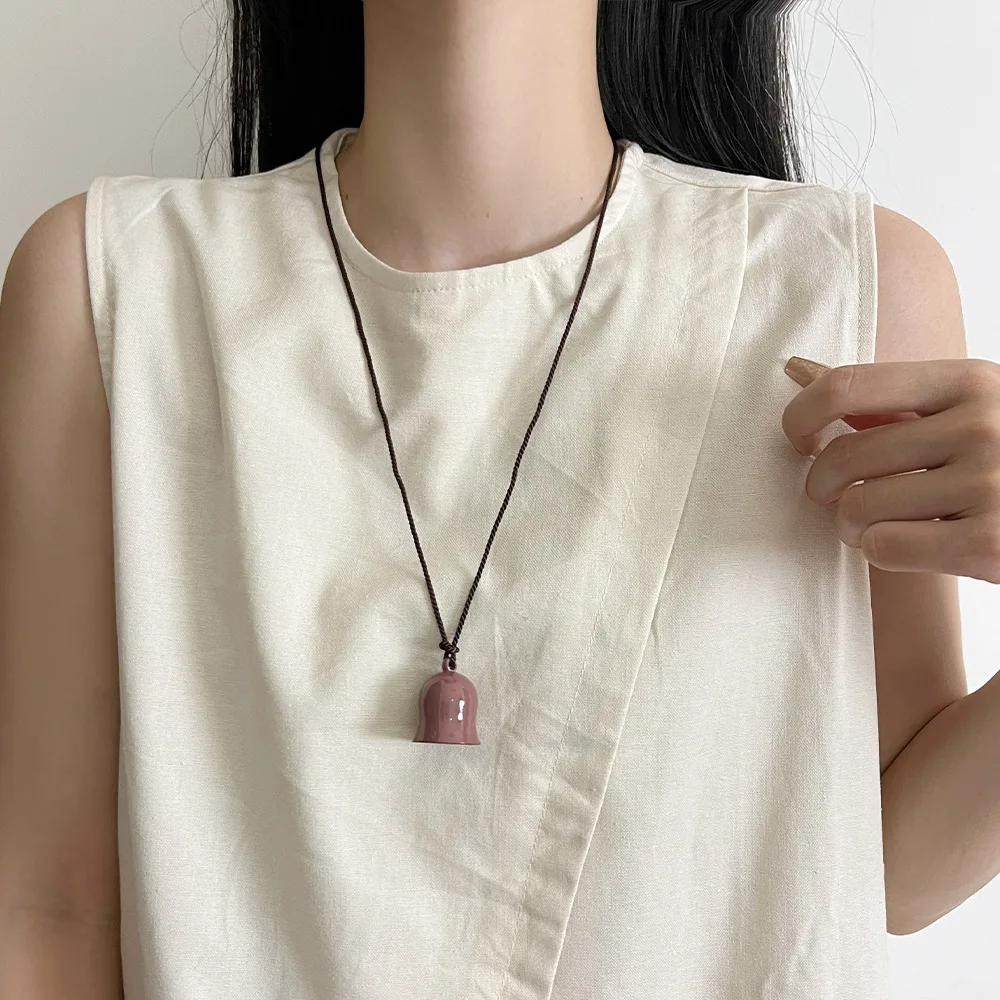 Милый большой кулон-колокольчик черная веревка длинное ожерелье цепочка для