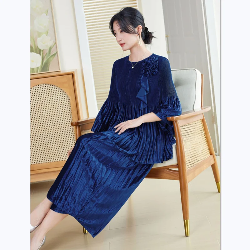 Женский комплект из 2 предметов осенний модный бархатный эластичный топ Miyake с