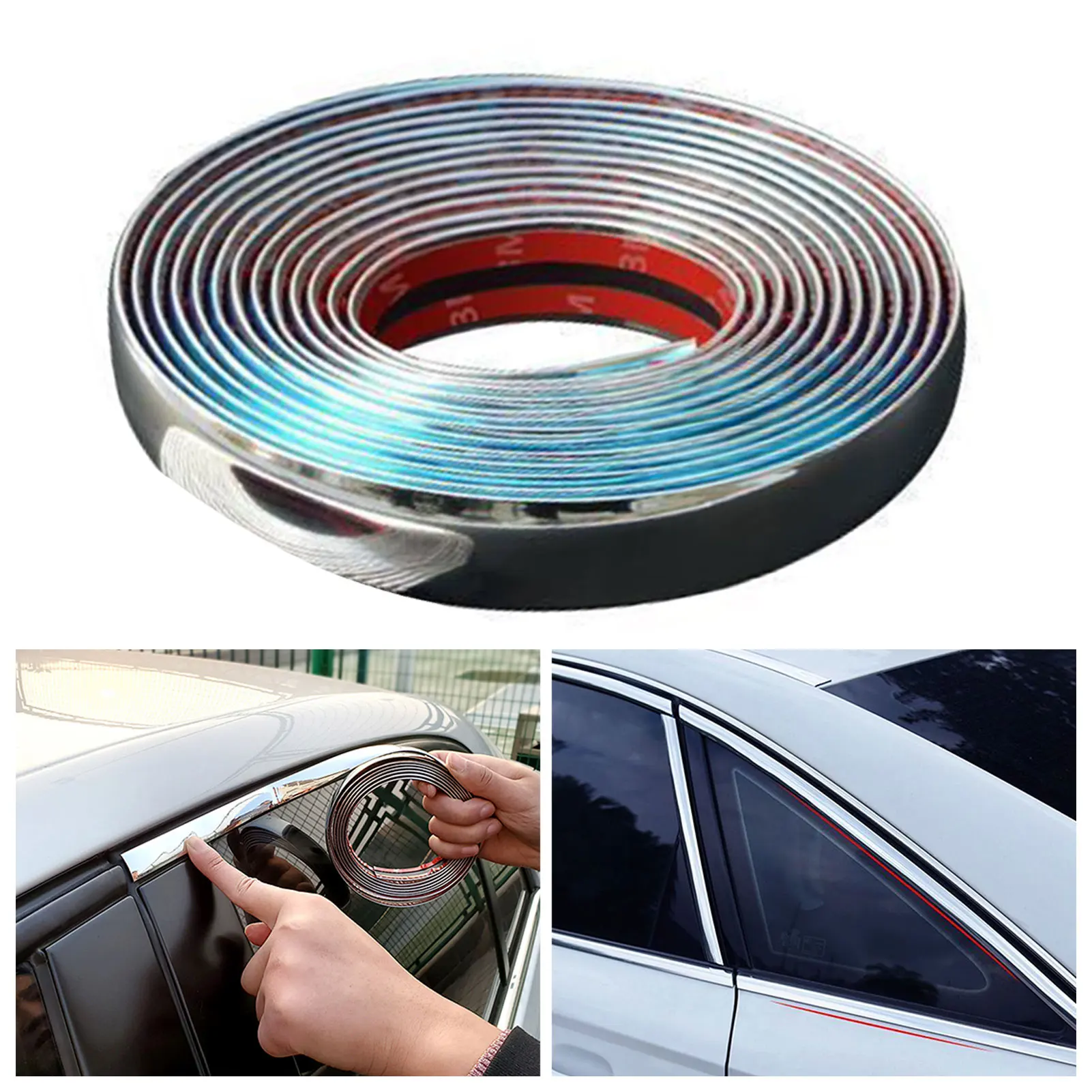

Car Chrome Moulding Trim Strip Bumper Protector Trim Tape For Window Bumper Grille Door Chrome Strip Car Decorative Sticker