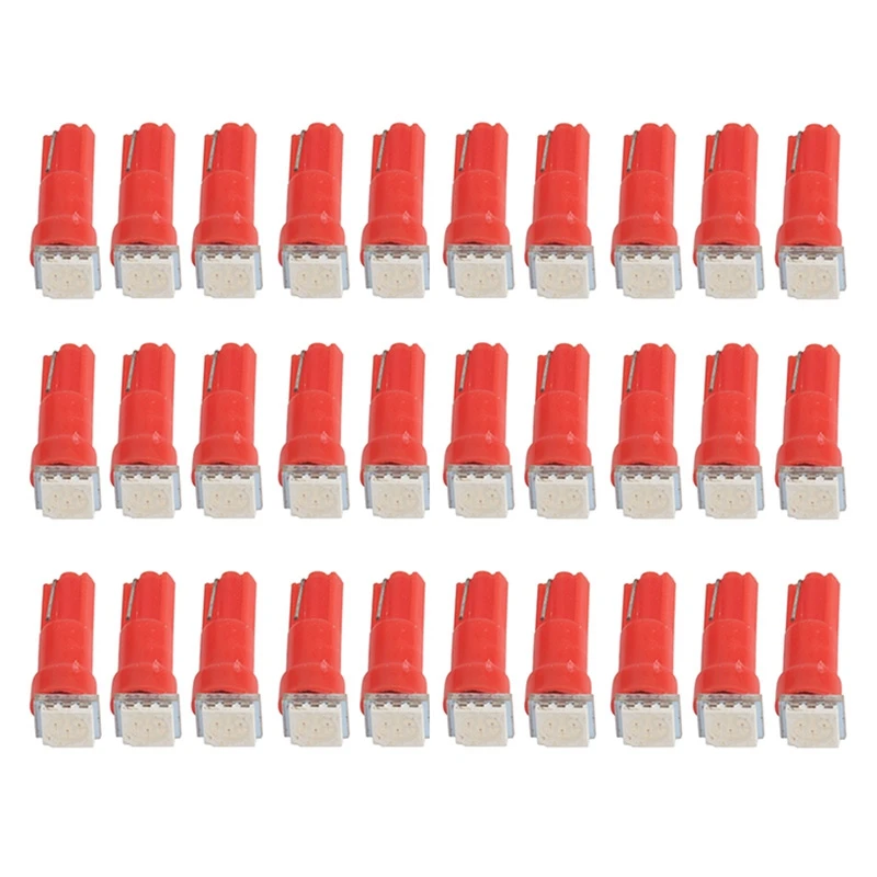 

30 шт./упаковка, светодиодные лампы T5 1-5050-SMD для автомобилей/мотоциклов