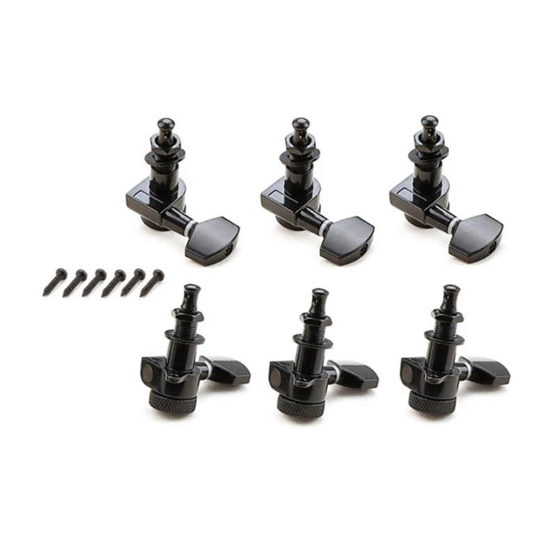 

6Pcs Guitar Machine Heads Bushings Set with Screws Right Left Inline-Locking Tuners 1:15 Ratio Guitar Tuning Keys Pegs