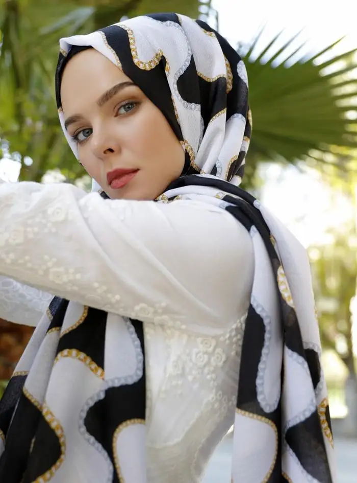 

WOMEN HIJAB SHAWL ACCESSORY SCARF COTTON MEVSİMLİK GIFT ZİNCİRLİ