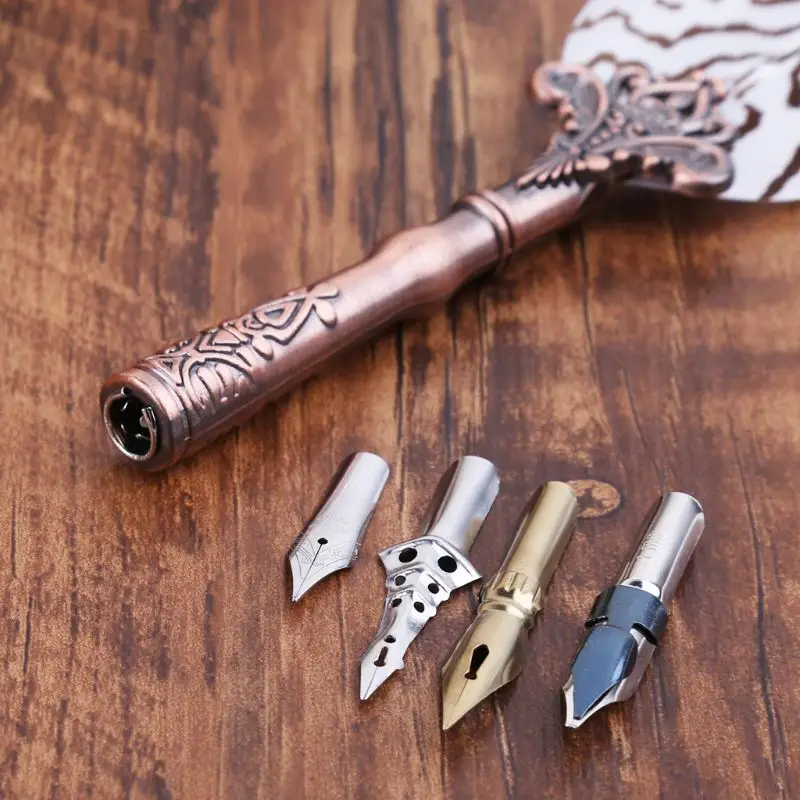 

B36C винтажная перьевая ручка, перьевая ручка с чернилами + 3 наконечника, набор канцелярских принадлежностей, подарок