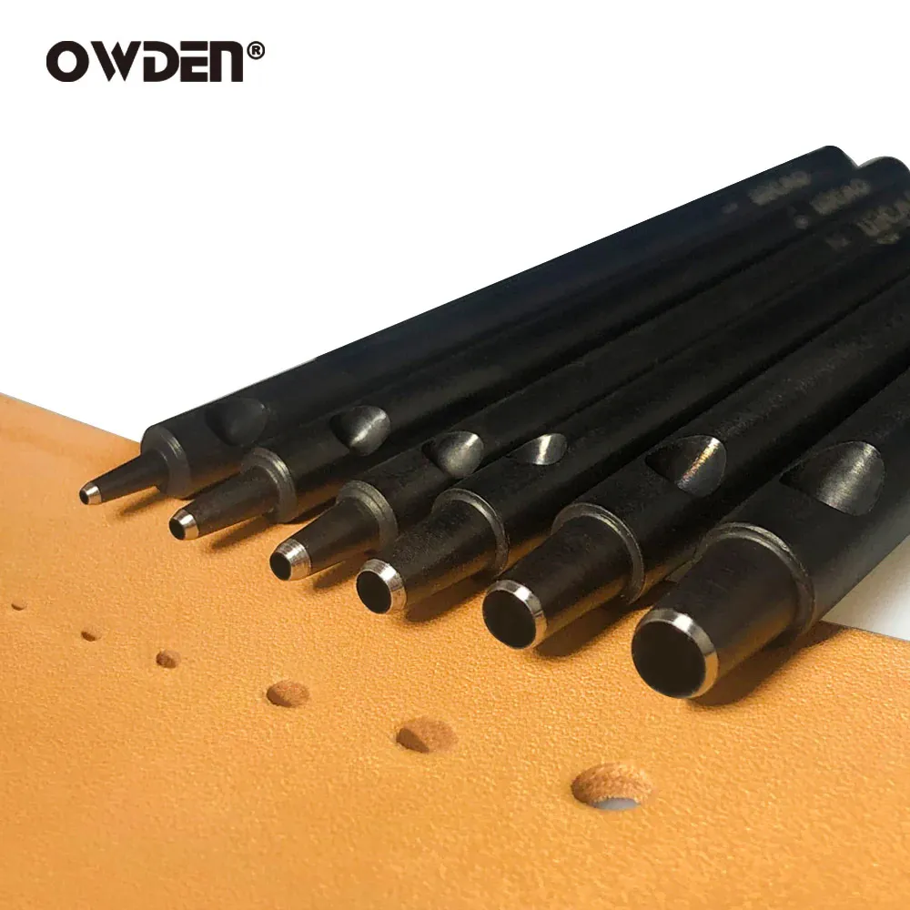 

OWDEN 1-5mm 6Pcs Leather Hollow Hole puncher set for Belt strap hole punch set leather watchband Hollow Punch Set