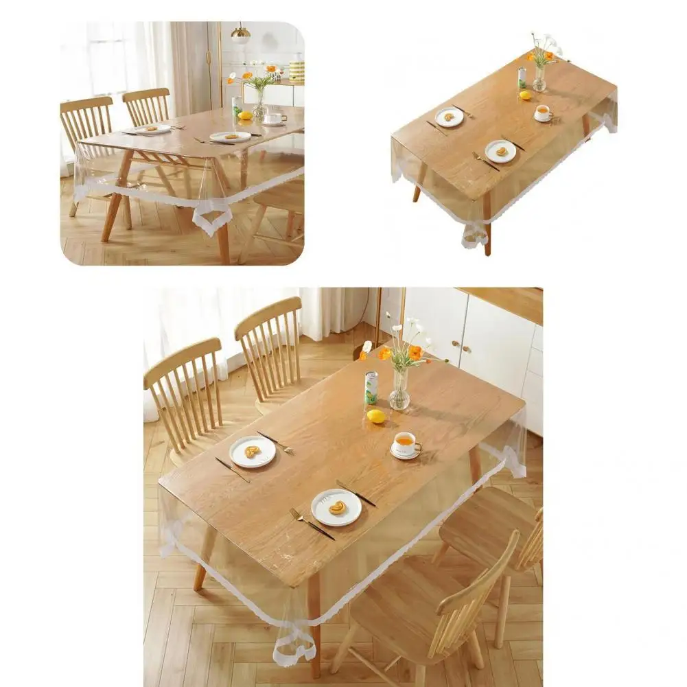 

Convenient Eco-friendly Wash-free Clear Lace Tablecloth Cover Home Supplies