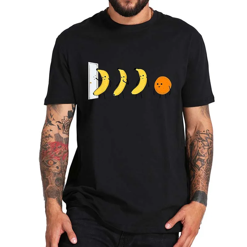 Knock Whos There Banana Orange T-Shirt Funny Jokes Puns Humor Short Sleeve Summer Casual 100% Cotton Unisex EU Size T Shirt