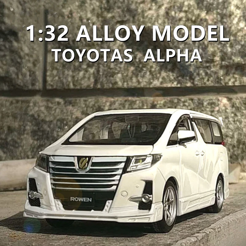 

NEW 1:32 Toyotas Alpha MPV Diecast Alloy Car Model Nanny Car Hight Simulation Sound and Light Pull Back Children's Toys Car Gift