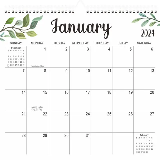 Календарь на английском языке 2024-2025, 18 месяцев, Круглый настенный  календарь, Ins стиль, современный Рабочий стол, календарь, узор листьев |  AliExpress
