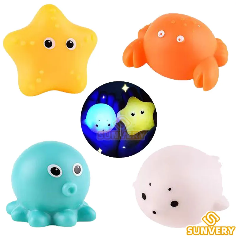 Kids Luminous Water Toys Animal Baby Lighted Bath Toys Induction Animal Floating Water Light Toys Play Water Baby Shark Toy Gift