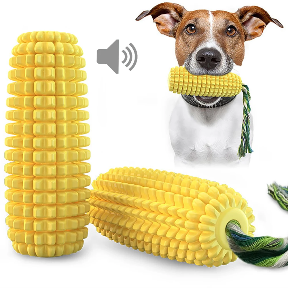 

Corn Toothbrush Chewing Dog Toys Puppy Squeaker Rubber Toothpick Dental Care Cleaning Interactive Games Accessories Pet Supplies