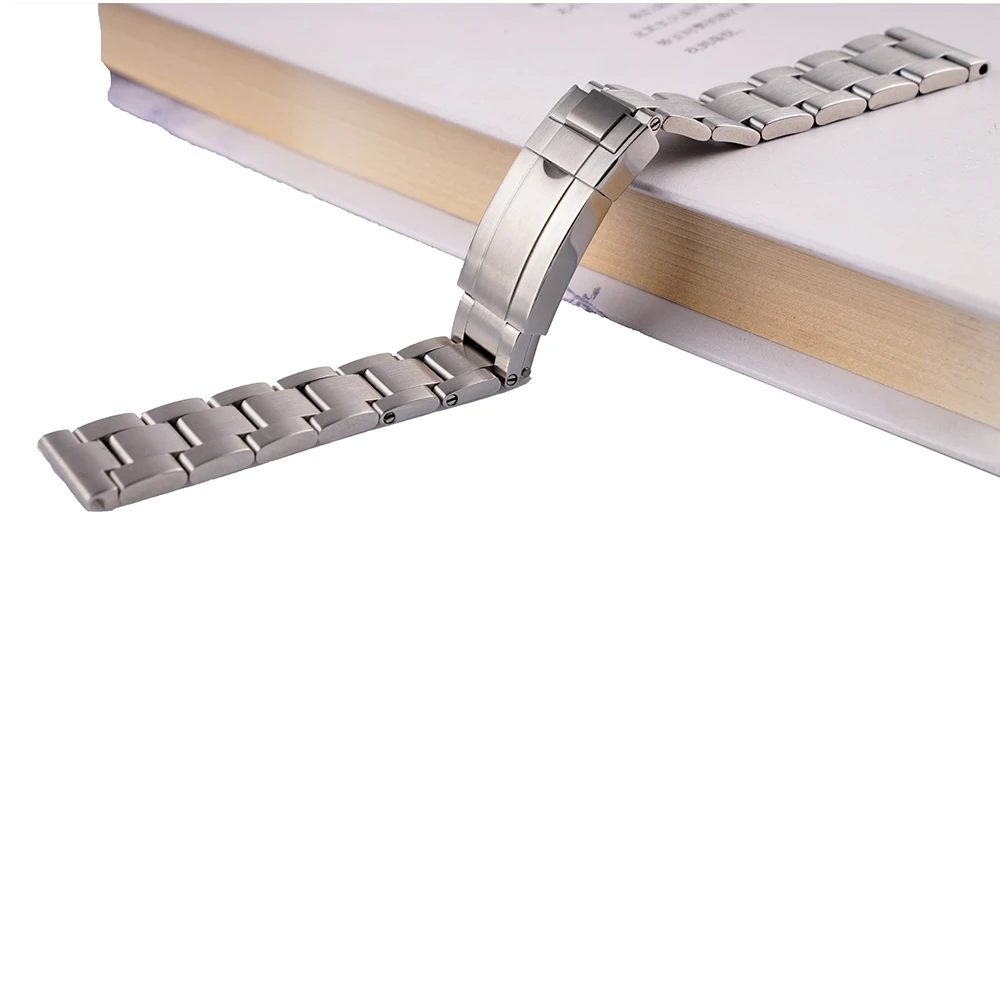 Rolamy 20 22mm Silver Brushed StainlessSteel Replacement Wrist Watch Band Strap Bracelet With Oyster Clasp For Rolex Seiko Tudor