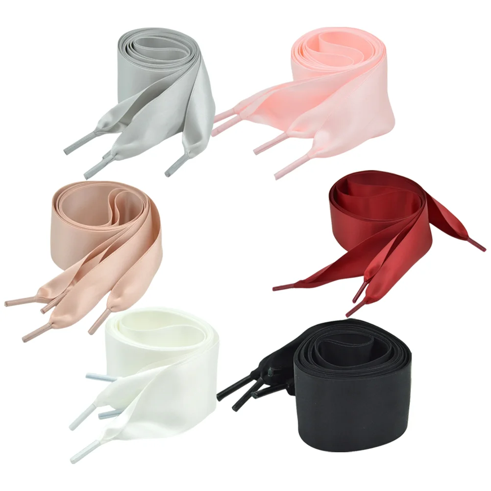 6 Pairs Ribbon Laces Girls Skates Ribbon Shoe Laces Women Wide Shoelaces Wide Satin Shoelaces White Boots Women