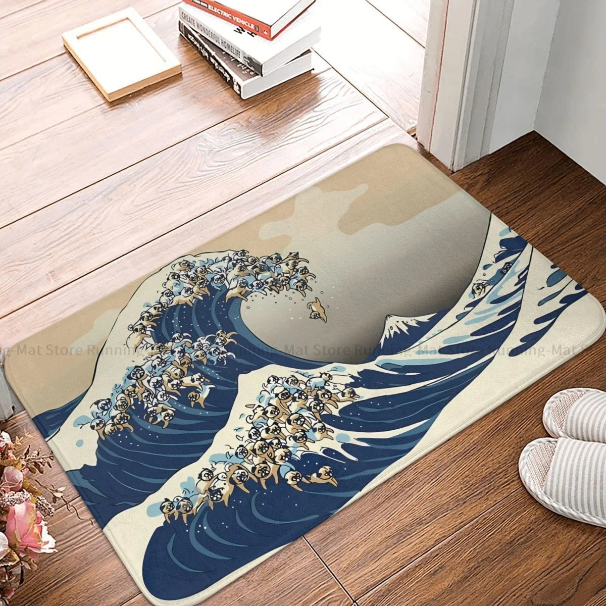 

Kitchen Non-Slip Carpet The Great Wave Of Pugs Vanilla Sky Living Room Mat Entrance Door Doormat Floor Decor Rug