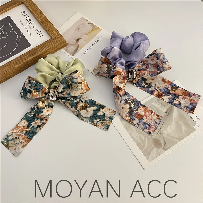 

Korean Streamer Idyllic Mori Style Hair Accessories High-Grade Hair Rope Female Hairtie Floral Bow All-Match Hair Band Wholesale