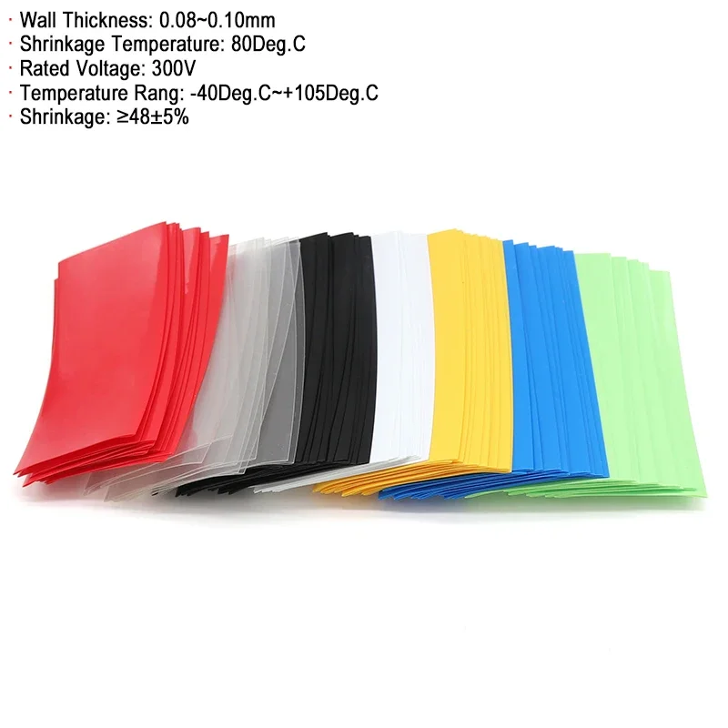Фото 50/100/500 sztuk 18650/21700/26650 Lipo Battery Wrap PVC Termokurczliwa rurka Precut Izolowana folia ochronna Pokrowiec na etui №5