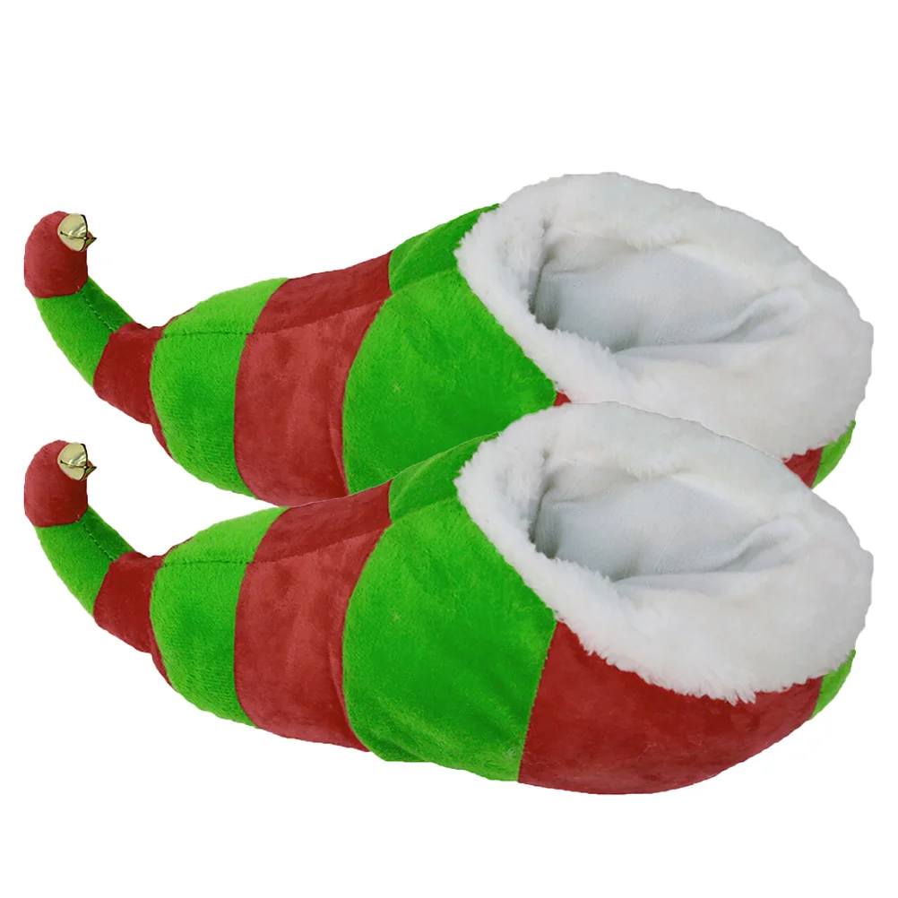 

Slippers Christmas Elf Plush Warmsoft Winterhouse Holiday Cozy Furry Indoor Accessories Non Shoes Costume Role Play