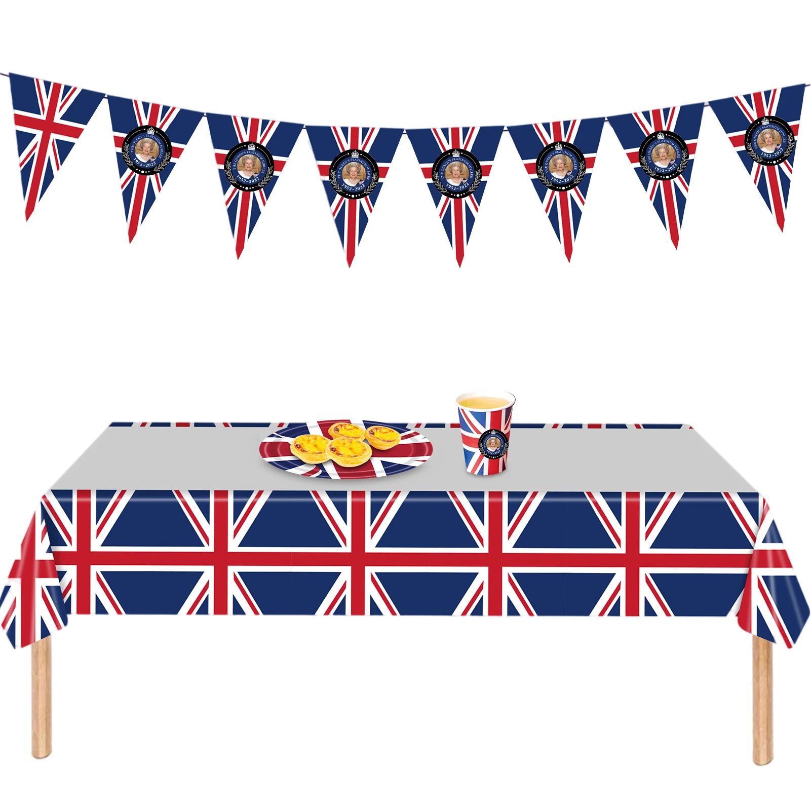 

114pcs British Flag Party Supplies Set UK Flag Home Decor Union Jack Table Cover Dinnerware Paper Plates Napkins Cups Tableware
