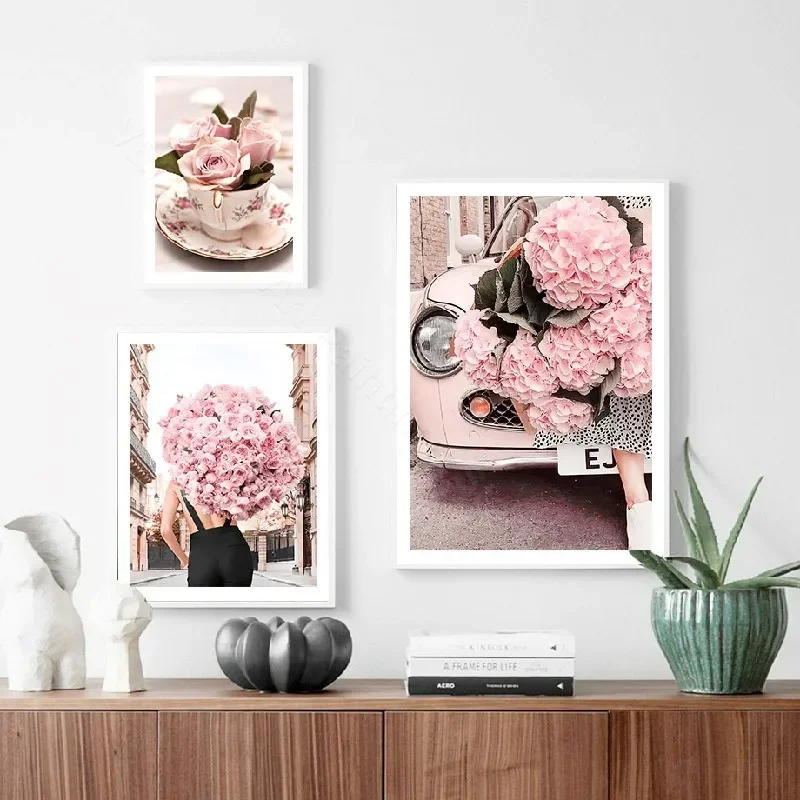 Современный стиль роза и пион хлопковая печать на холсте без рамы