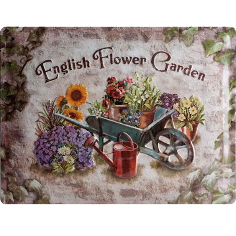 

Vintage English Garden Flower House Outdoor Metal Wall Sign