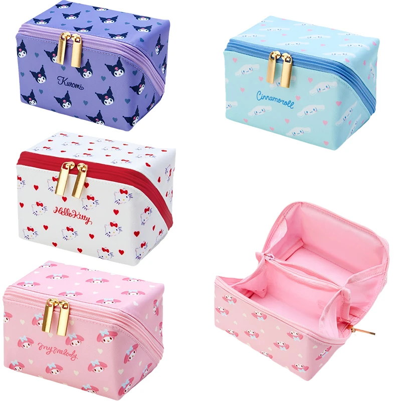

New Square Cosmetic Bag Kawaii Sanrioed Anime Kuromi Cinnamoroll My Melody Kittyed Cute Cartoon Desktop Storage Bag Girl Gift