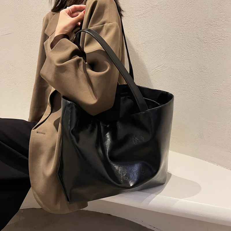 Shopping Bag New Simple Fashion Shoulder Bag Trend Foreign Style Satchel Bag Vintage Zipper Pocket Tote Bag Bolsos Para Mujer