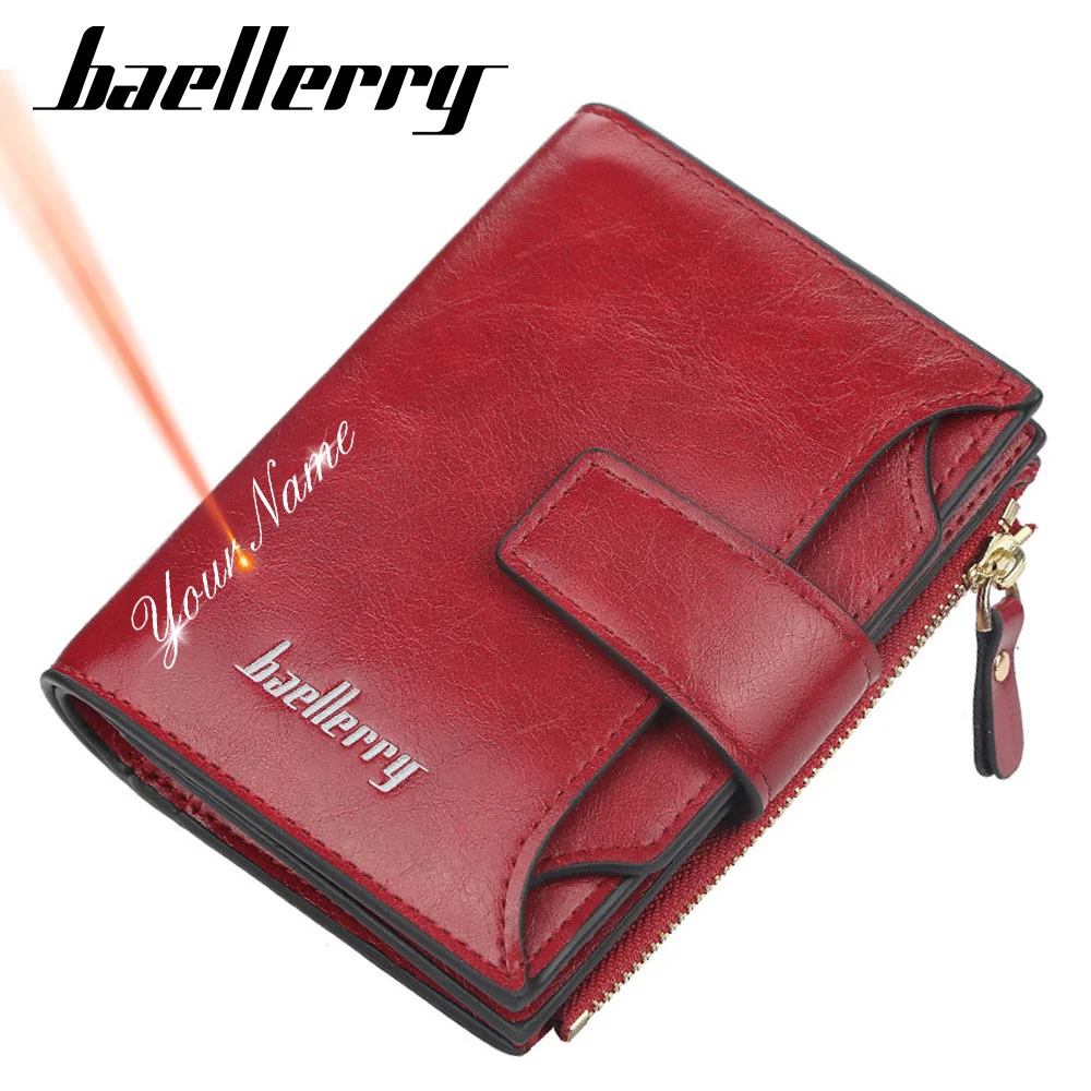 

2023 New Customized Women Wallets Name Engraving High Quality Short Card Holder Female Purse Coin Holder Wallets For Girl