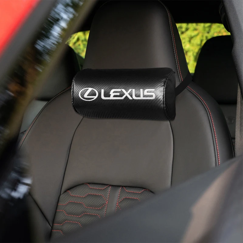 

1Pc Car Styling Neck Pillows Seat Leather Carbon Fiber Headrest Accessories For Lexus CT200h RX300 RX330 RX350 RX450 IS250 LX570