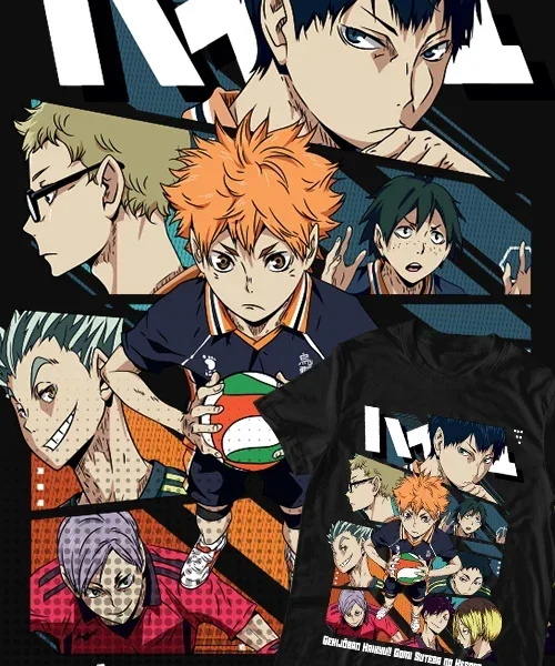 Хлопковая аниме футболка унисекс Haikyuu Club de Voley Karasuno