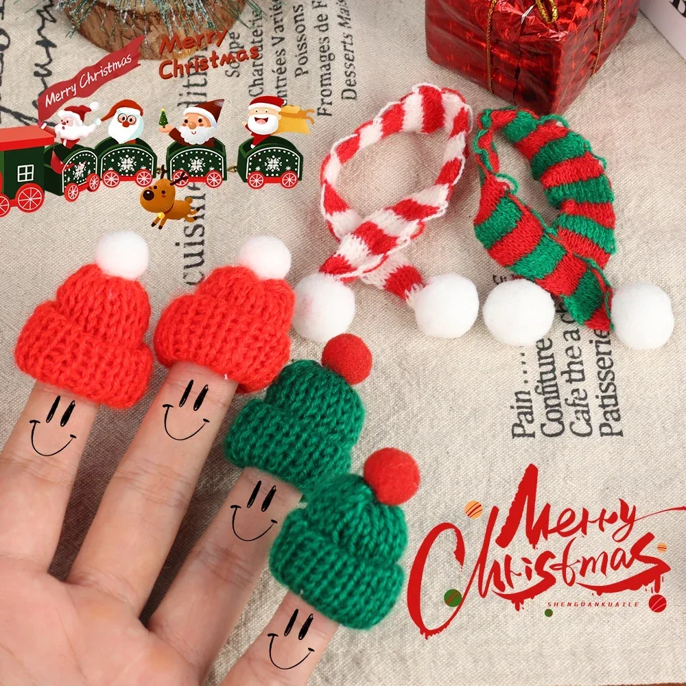10/50 шт. мини-рождественские вязаные шапки маленькая вязаная шапка шарф крышка для