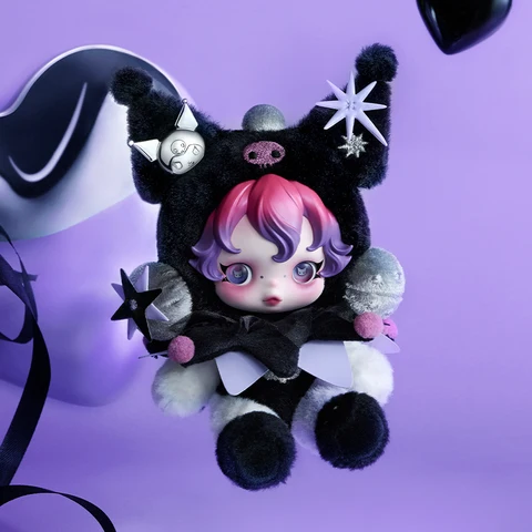 POP MART SKULLPANDA × KUROMI плюшевая подвеска