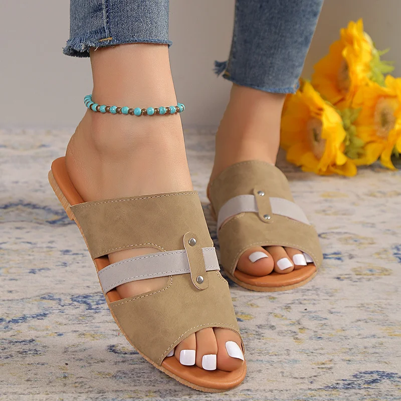 Women's Sandals 2023 Summer New Fashion Beach Shoes Women's Casual Low Heel Open Toe Shoes Women's Trendy Women's Sandals