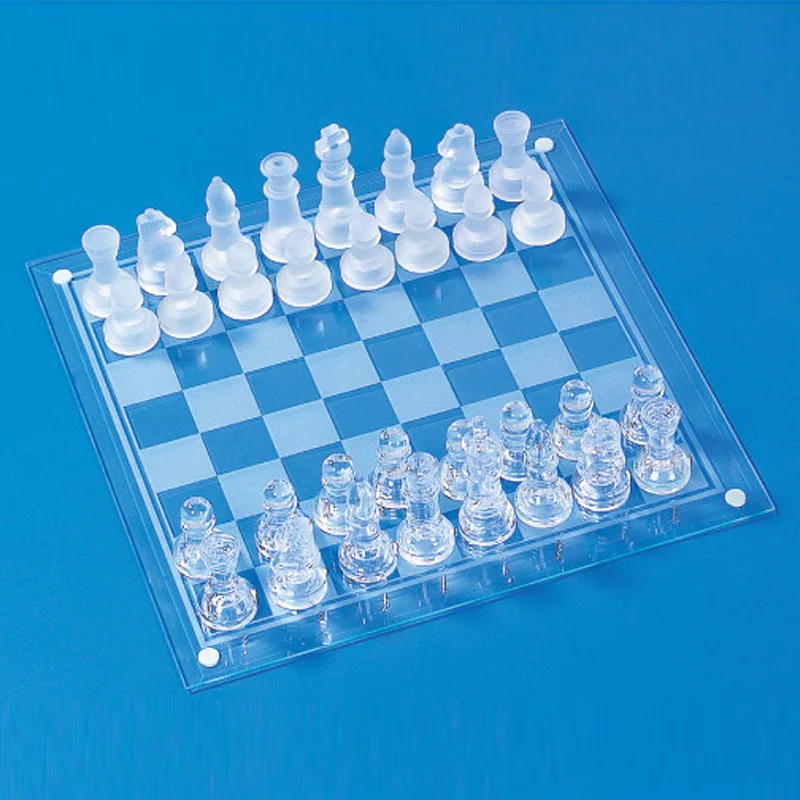 

Figures Gift Design Chess Board Glass Table Accessories Adult Chess Set Luxury Children Juego De Mesa Family Games Travel DL60XQ