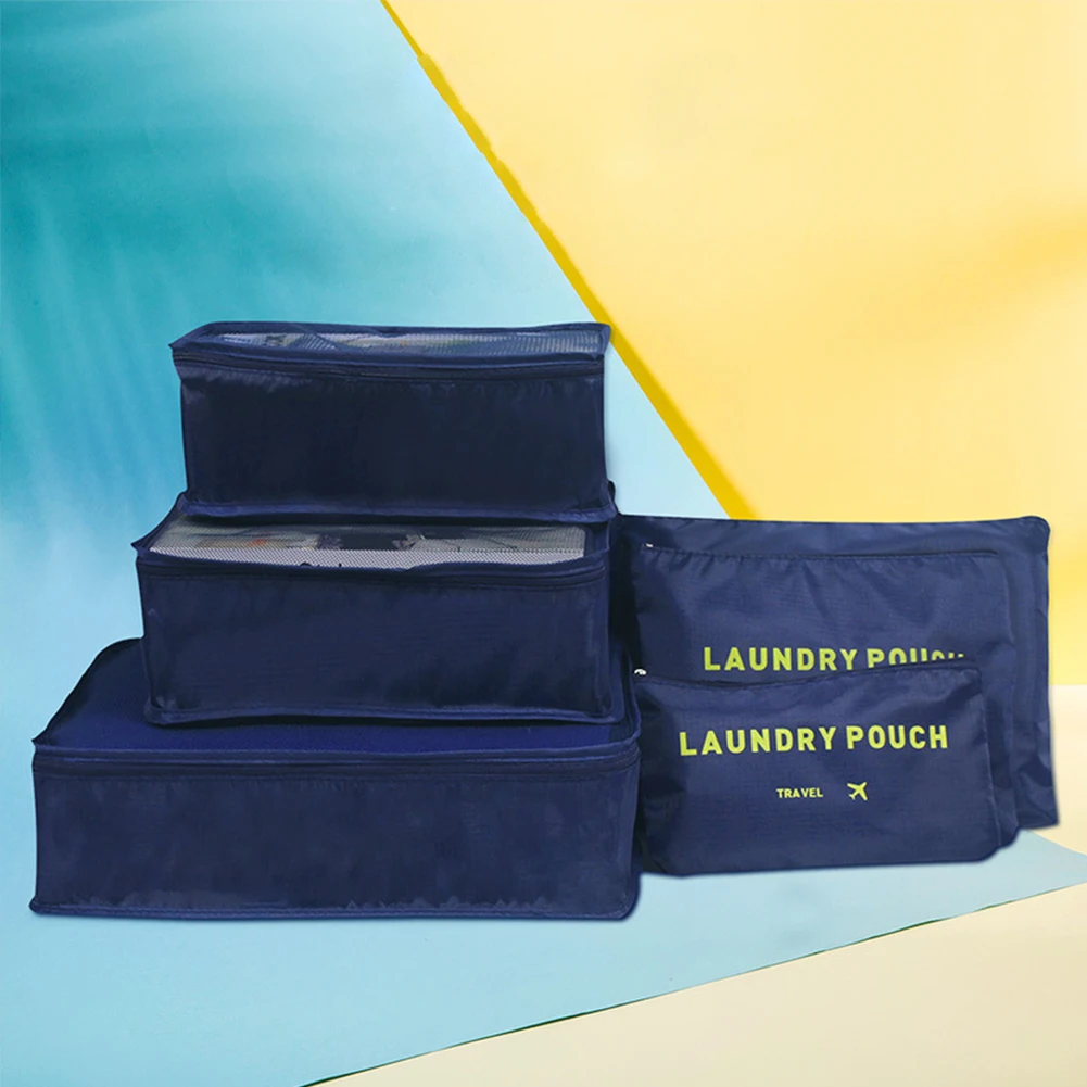 6PCS Travel Storage Bag Set For Clothes Tidy Organizer Wardrobe Suitcase Pouch Travel Organizer Bag Case Shoes Packing Cube Bag