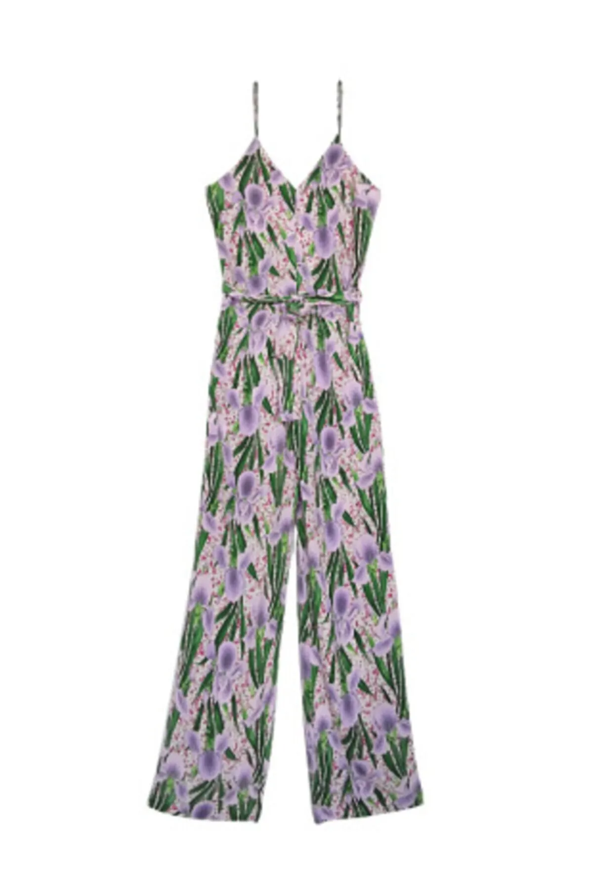 

Women's Overalls Light Pastel Purple Floral Long Jumpsuit Hot Casual Fashion Sleeveless Baggy Trousers Overalls