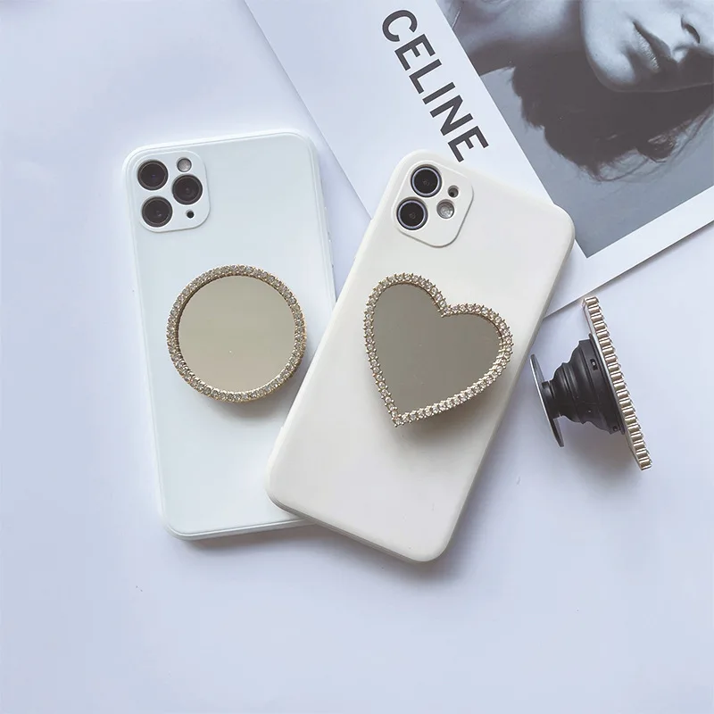 mirror phone grip tok holder foldable finger rring buckle grip bracket simple solid color air sac creative desktop grip holder free global shipping