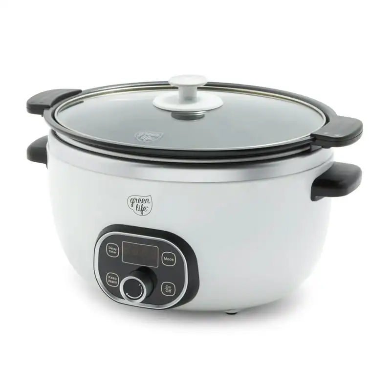 

Ceramic Nonstick, 6QT Slow Cooker, White