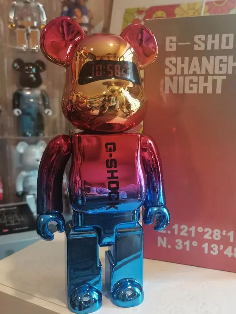 

Bearbrick 400% Casio Night Violent Bear Building Block Bear 6/1 Electroplating Colorful Hand-made Ornaments