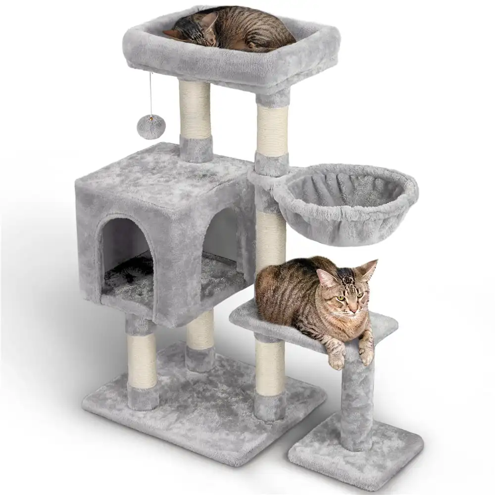 

HMTX 4-Level Cat Tree Condo with Plush Perch, Light Gray
