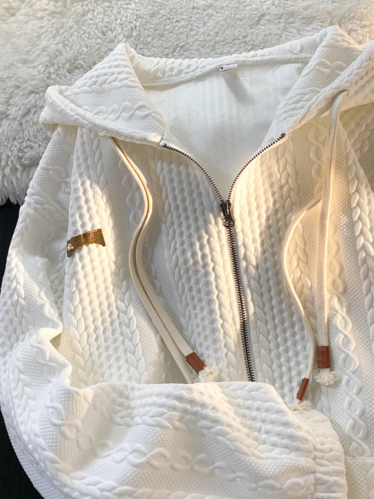 

Свободные толстовки на молнии с карманами, винтажные толстовки с капюшоном на молнии, женская уличная одежда, Кардиган с длинным рукавом, же...