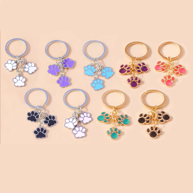 

Kawaii Cat Keychain Pet Dog Cat Paw Key Ring Animal Footprint Key Chains For Women Men DIY Handmade Jewelry Souvenir Gifts