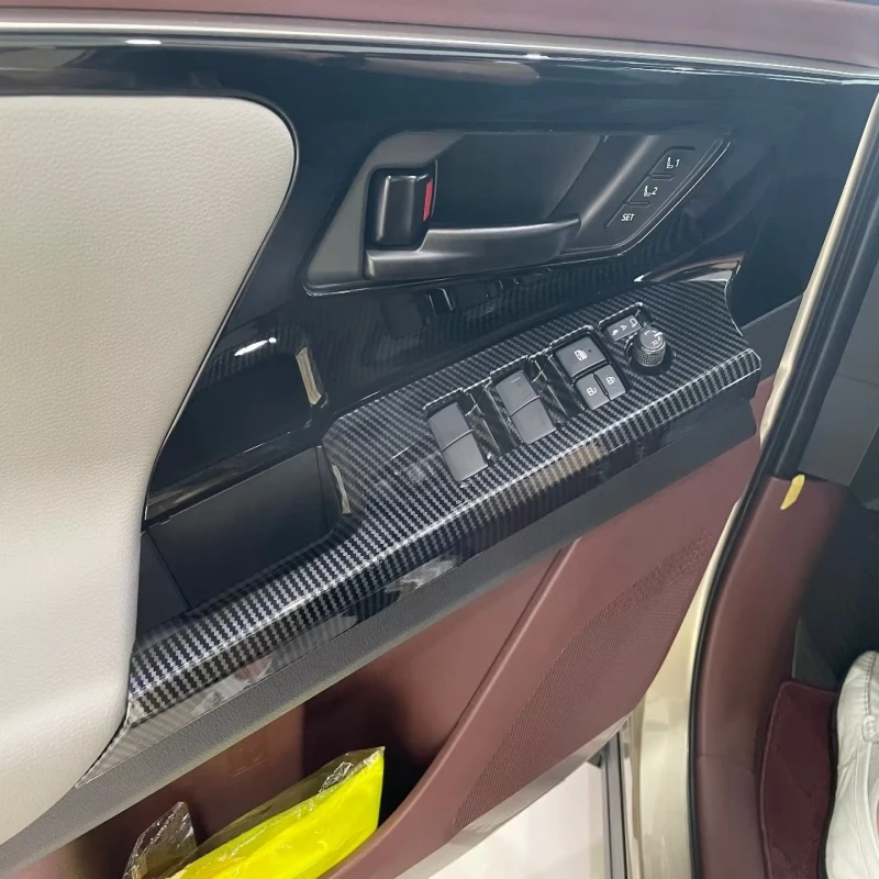 

For Toyota BZ4X EA10 2022 2023 ABS wood CarbonFiber Car door Armrest Window lift button Switch Cover Trim Interior Accessories